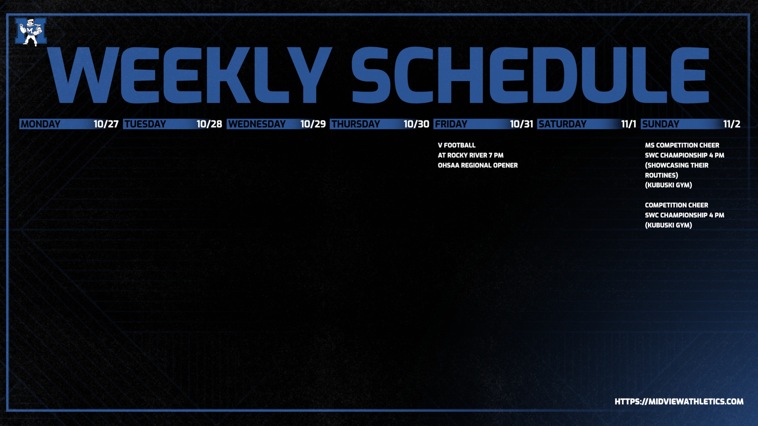 This Week in Athletics - October 27 - November 2